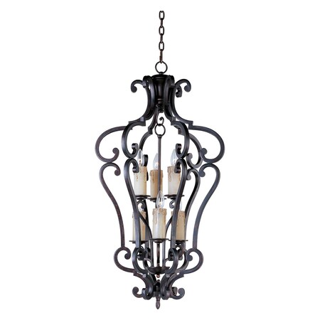 Maxim Six Light Colonial Umber Open Frame Foyer Hall Fixture 20743CU